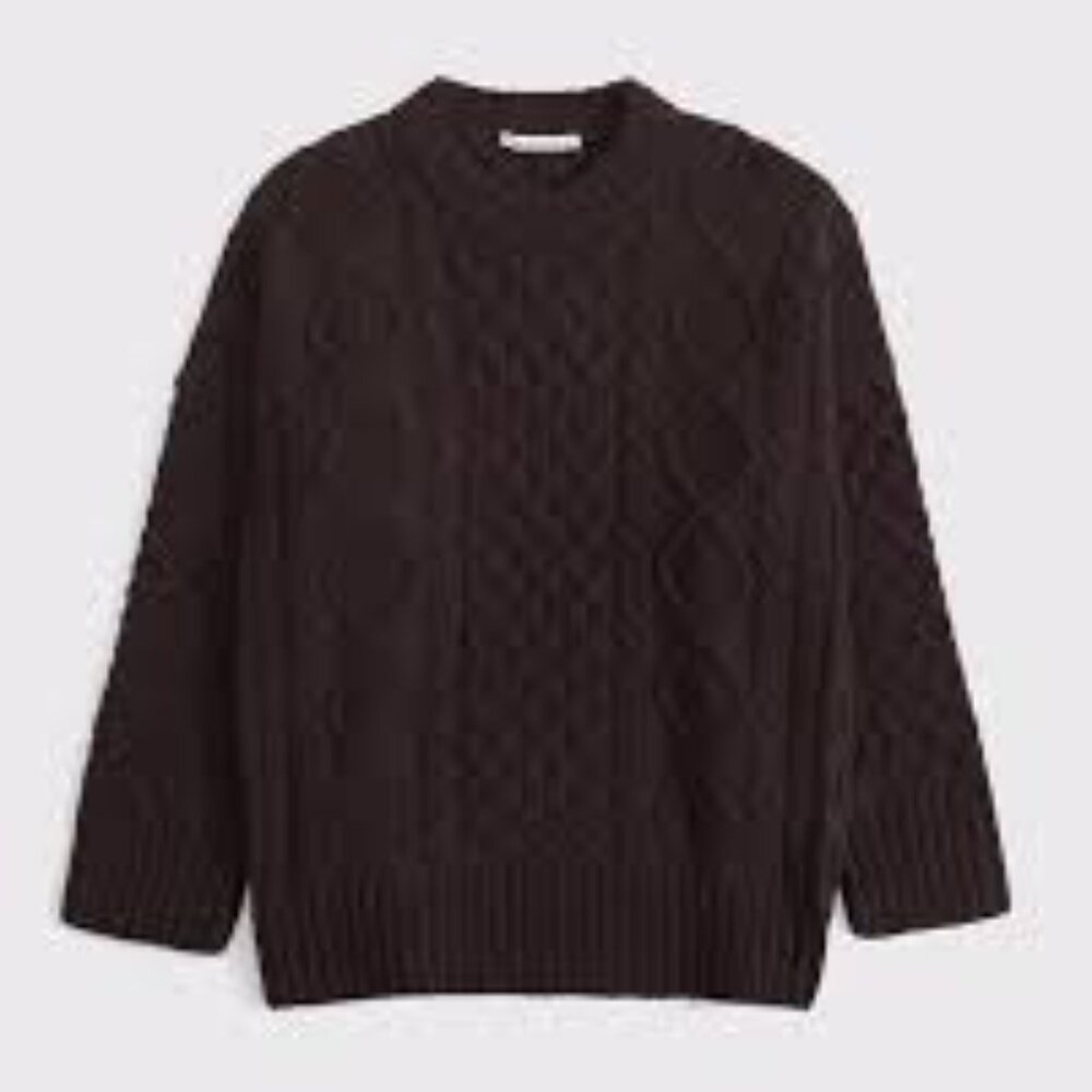 Abercrombie Cotton Blend Cable Knit Oversized Sweater M